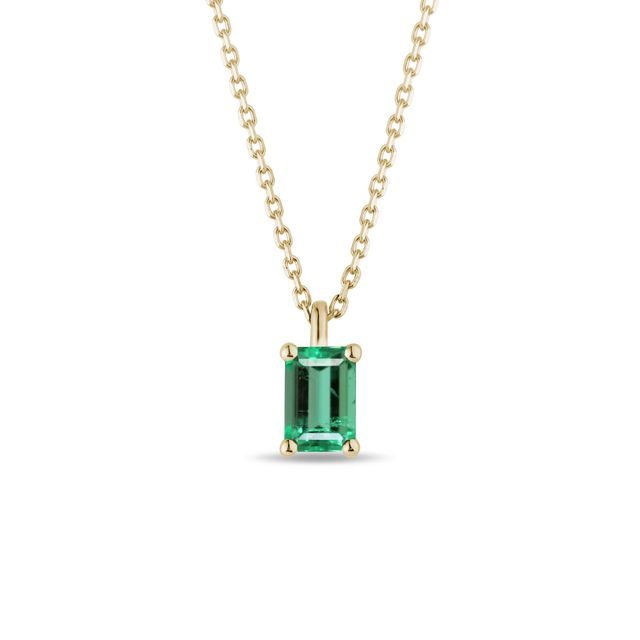 RECTABGLE EMERALD GOLD NECKLACE - EMERALD NECKLACES - NECKLACES