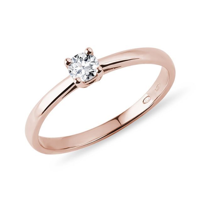 BAGUE DE FIANÇAILLES MINIMALISTE EN OR ROSE - SOLITAIRES - BAGUES DE FIANÇAILLES