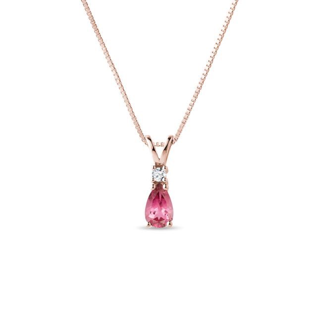 TOURMALINE AND DIAMOND PENDANT IN ROSE GOLD - TOURMALINE NECKLACES - NECKLACES