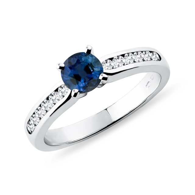 SAPPHIRE AND DIAMOND RING IN WHITE GOLD - SAPPHIRE RINGS - RINGS