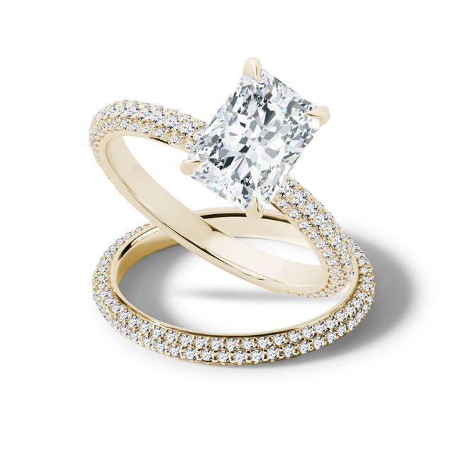STUNNING YELLOW GOLD AND DIAMOND BRIDAL SET - ENGAGEMENT AND BRIDAL RING SETS - ENGAGEMENT RINGS