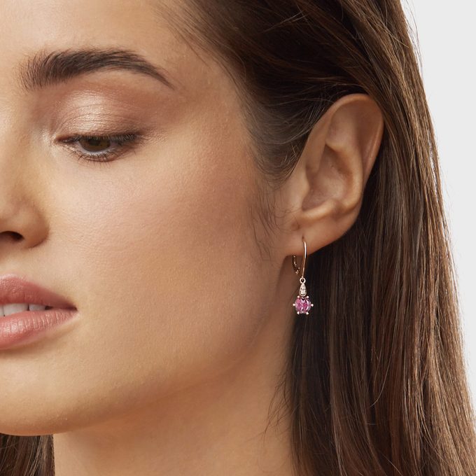 earrings with pink tourmaline in 14k white gold - KLENOTA