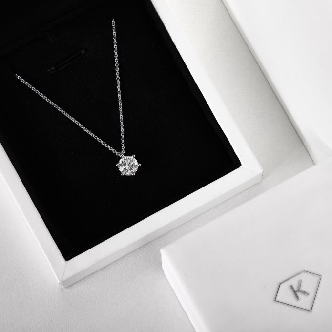  diamond pendant in white gold - KLENOTA