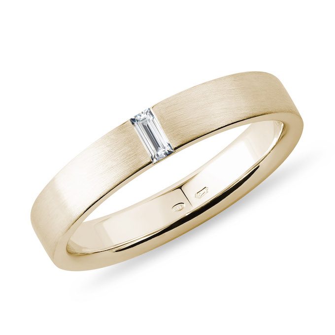 męski pierścionek zaręczynowy z brylantem z 14-karatowego żółtego złota - KLENOTA