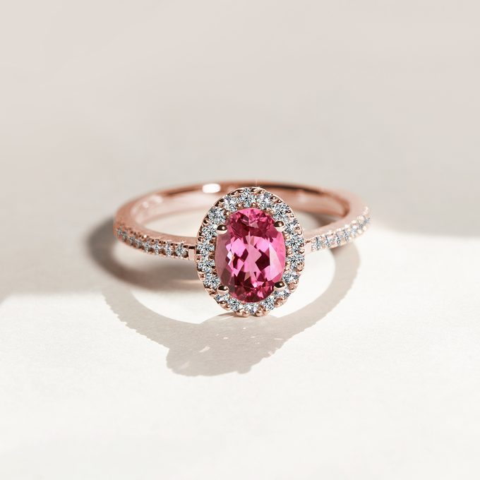 bague de fiançailles de luxe avec tourmaline rose - KLENOTA