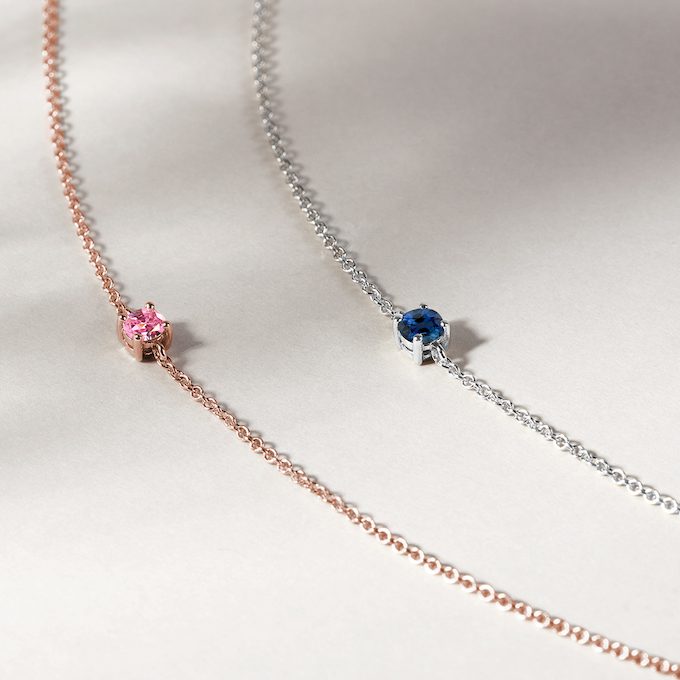 pendants with blue and pink sapphire - KLENOTA