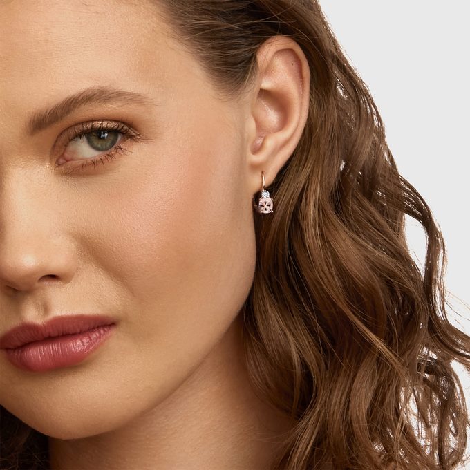 náušnice z růžového zlata s morganity a diamanty - KLENOTA
