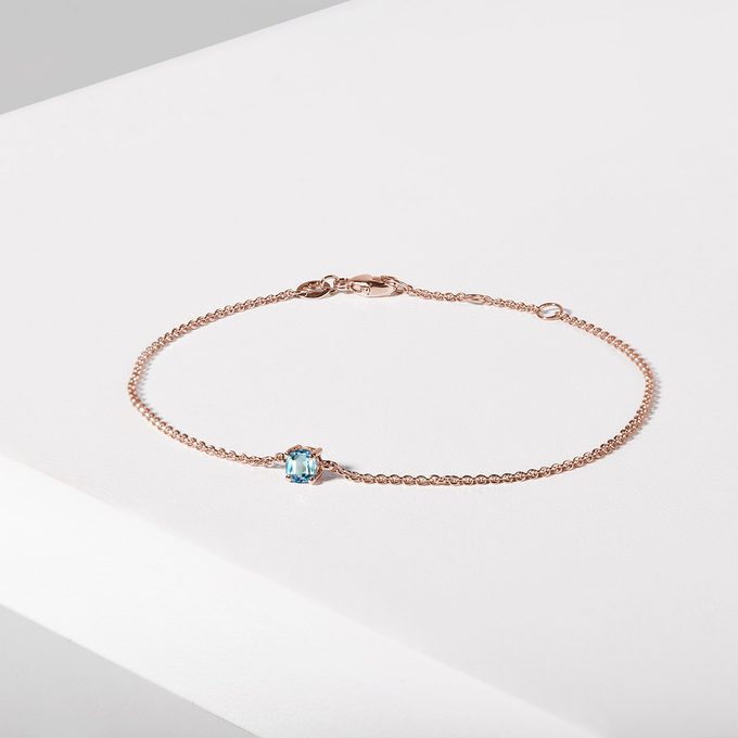 bracelet en chaîne avec pierre de couleur en or rose - KLENOTA