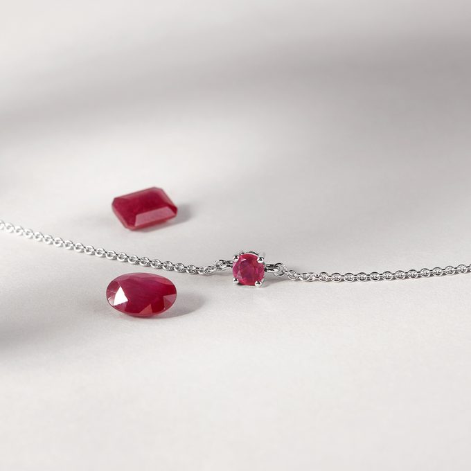 ruby jewellery in white 14k gold - KLENOTA