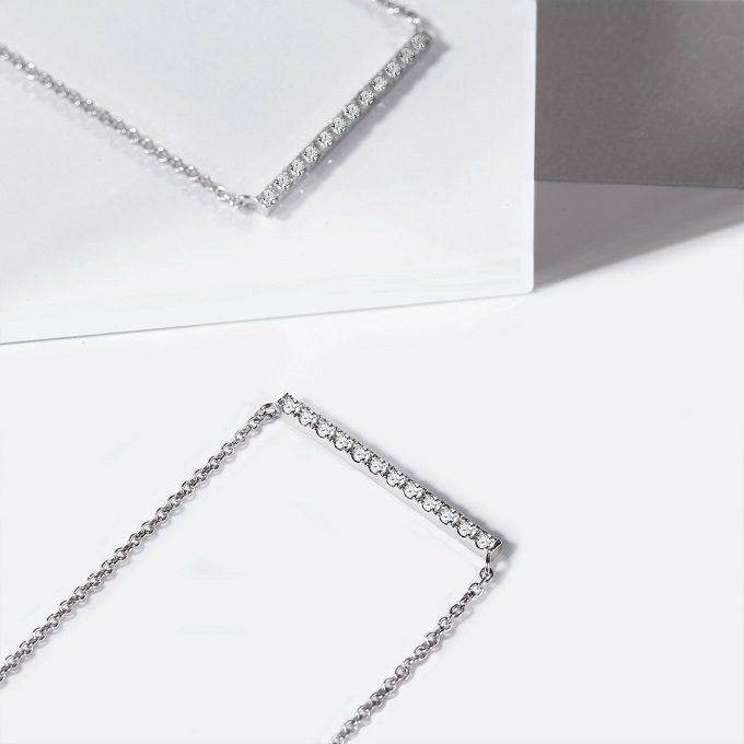 White gold necklace with diamonds, Rain collection - KLENOTA