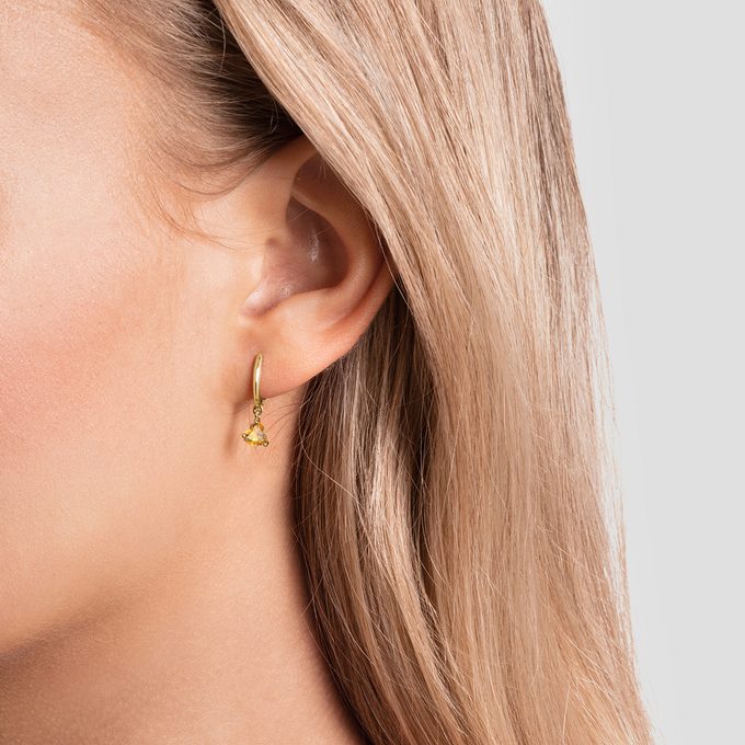  Gold citrine earrings in the shape of a heart - KLENOTA