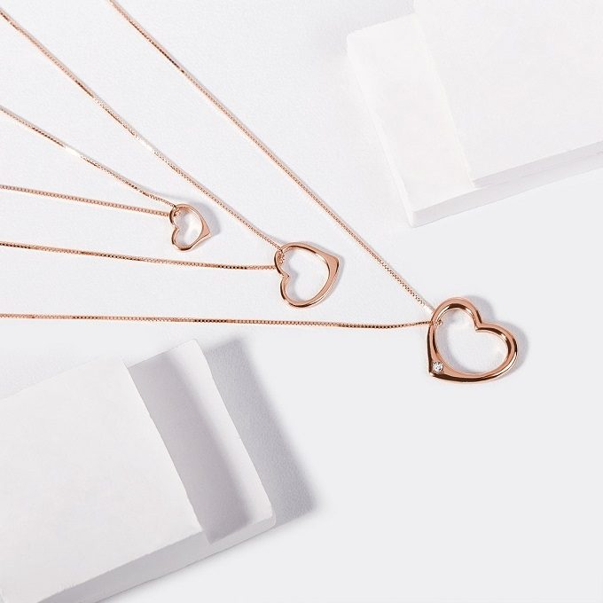 Heart pendants in rose gold - KLENOTA