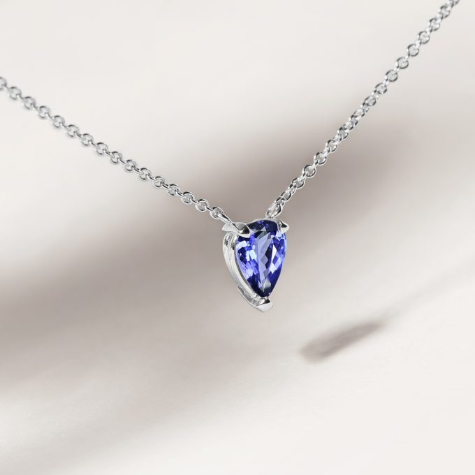 Tanzanitový náhrdelník v bílém 14k zlatě - KLENOTA