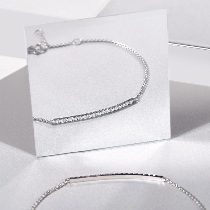 White gold bracelet with diamonds, Rain collection - KLENOTA