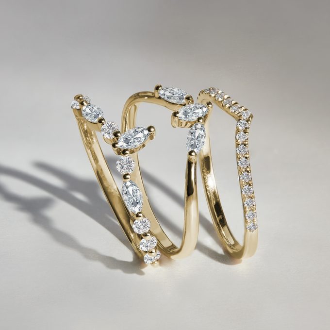 dámské diamantové snubní prsteny ve žlutém zlatě - KLENOTA