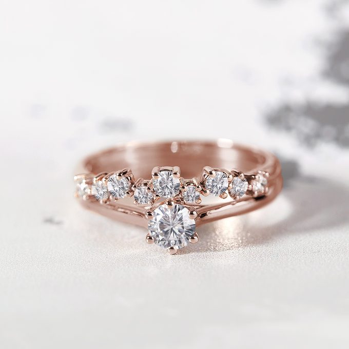 zásnubní a snubní prsten s diamanty - KLENOTA