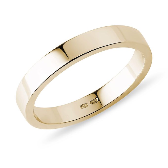 hladký pánský zásnubní prsten z 14k žlutého zlata - KLENOTA