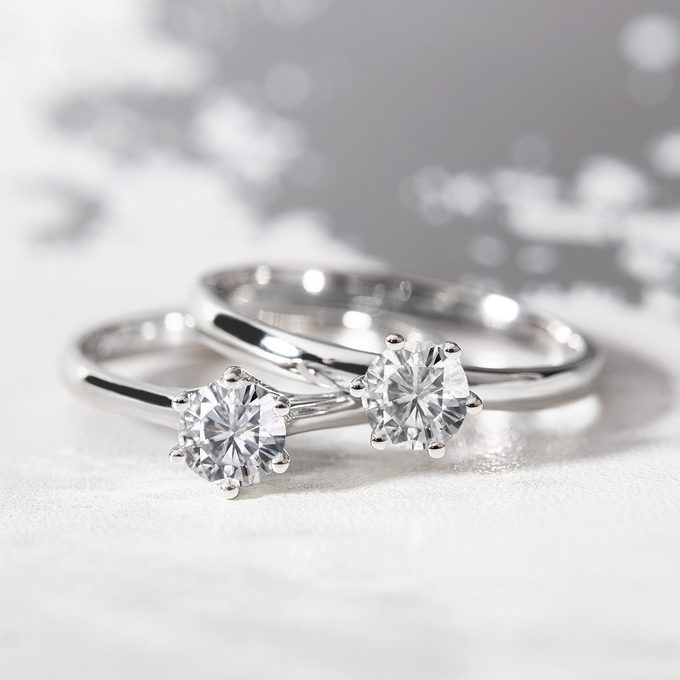 zásnubní prsten s diamantem v bílém 14k zlatě - KLENOTA
