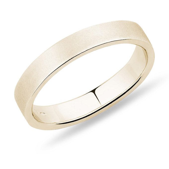 matný pánský zásnubní prsten z 14k žlutého zlata - KLENOTA
