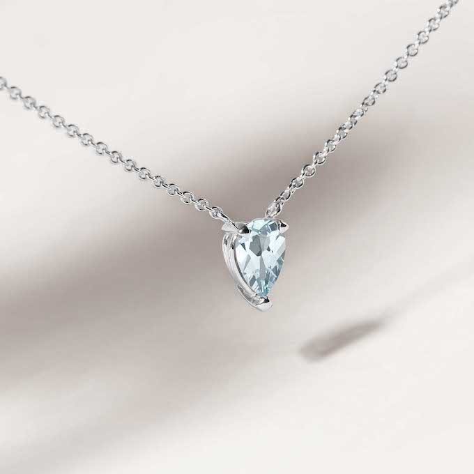 necklace with aquamarine - KLENOTA