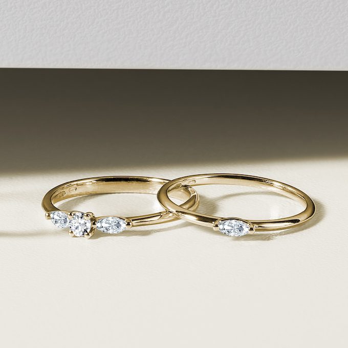 diamond rings in minimalist design - KLENOTA