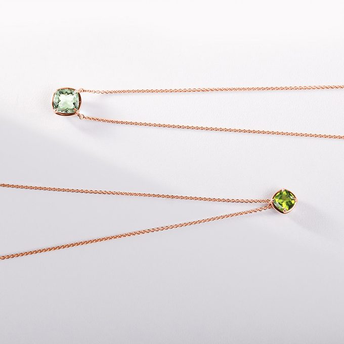 Necklaces in pink gold with peridot - KLENOTA