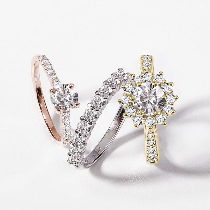 diamond engagement rings white, yellow, rose gold - KLENOTA