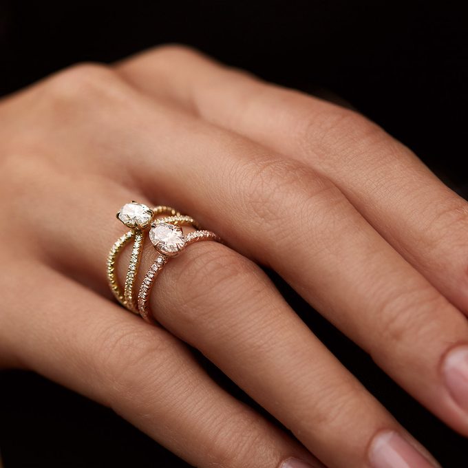 14k zlaté prstene s laboratórne vypestovaným diamantom - KLENOTA