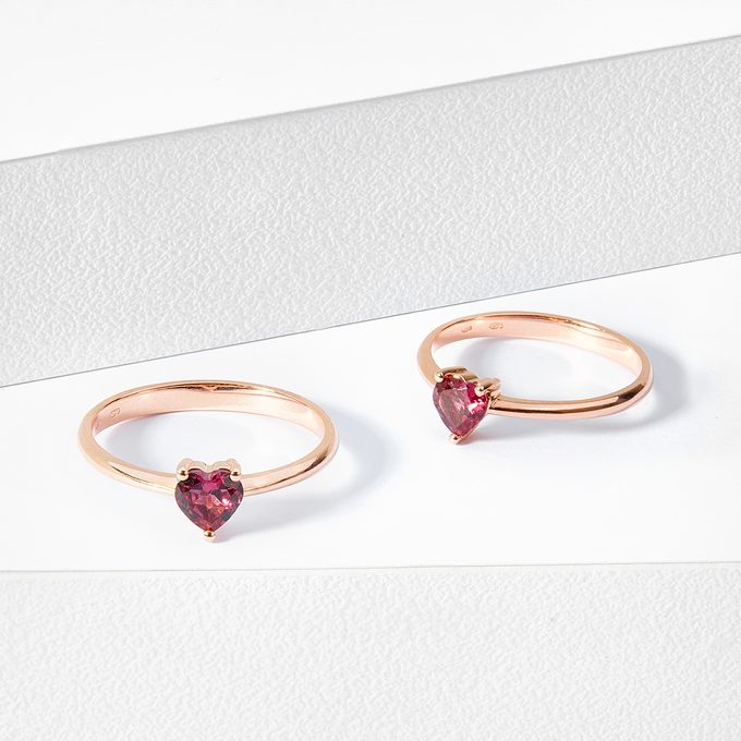  zásnubný prsteň s rhodolitem ružové zlato - KLENOTA
