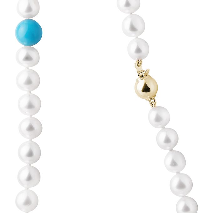 pearl necklace with topaz - KLENOTA