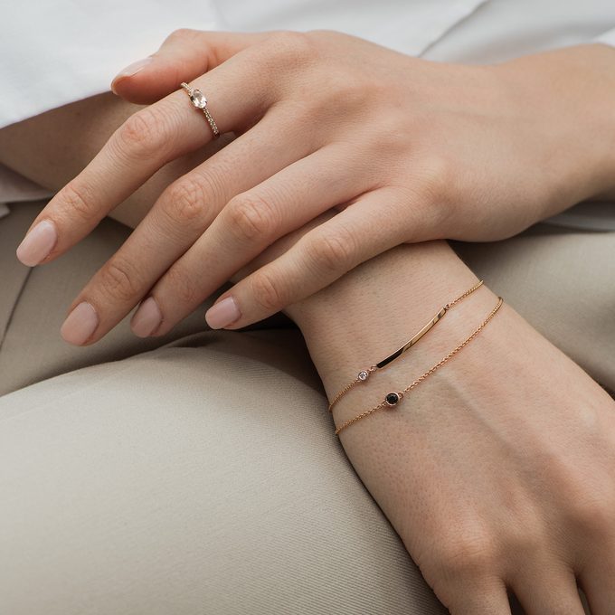 Minimalist bracelet with plate in rose gold - KLENOTA