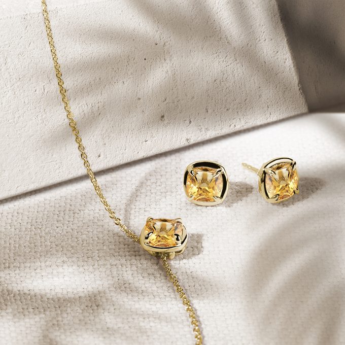 citrine jewellery made of yellow gold - KLENOTA