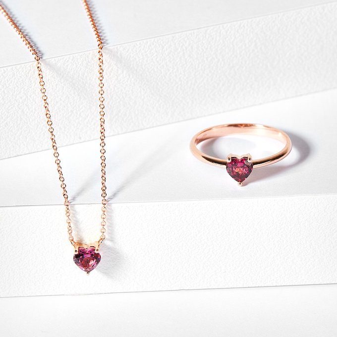  Jewelry with rhodolite rose gold - KLENOTA