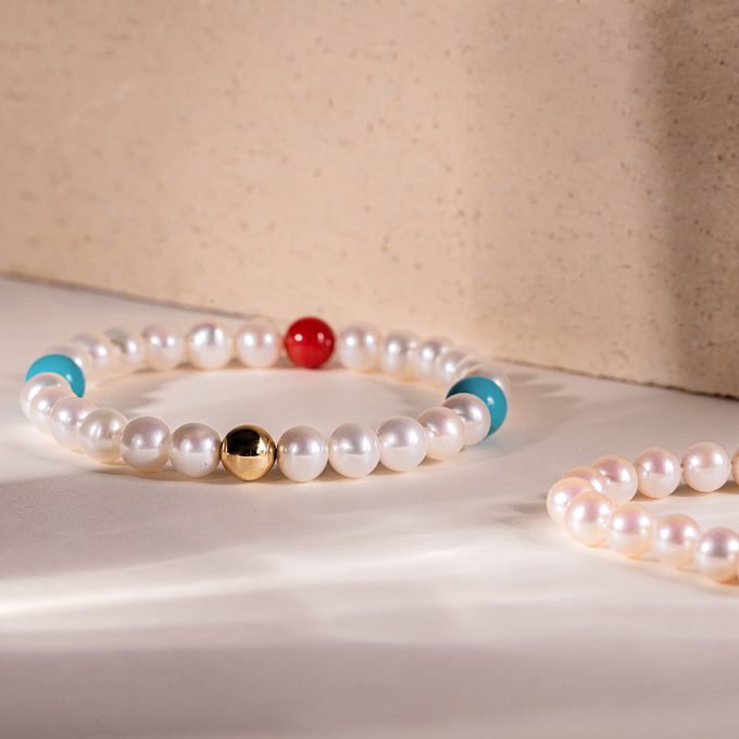 Bracelet de perles avec améthyste et turquoise - KLENOTA