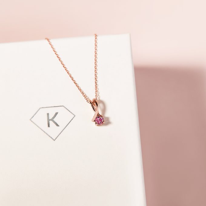 náhrdelník v ružovom zlate s turmalínom - KLENOTA