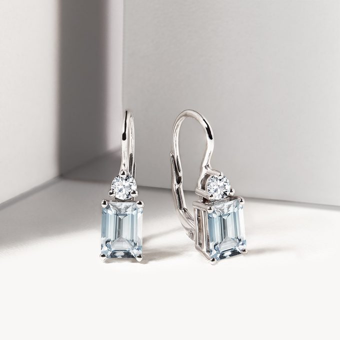  earrings in white gold with aquamarine and topaz - KLENOTA