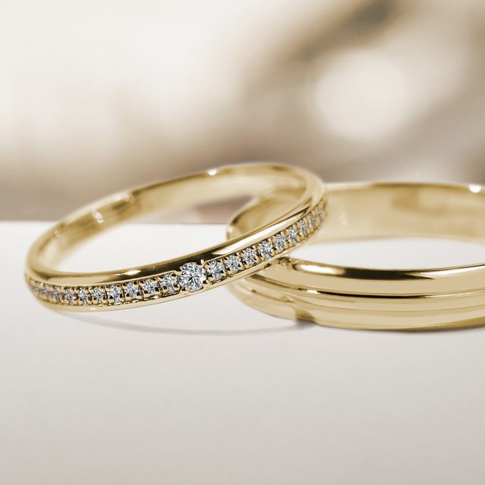 wedding ring set in 14k yellow gold - KLENOTA