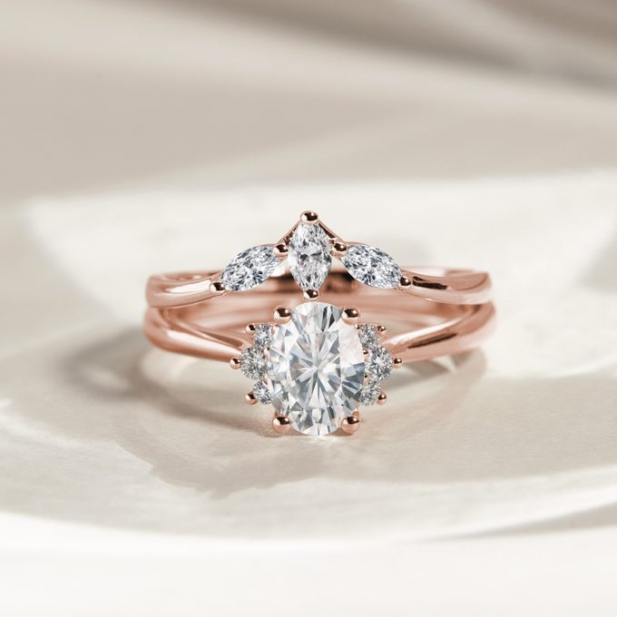 luxusní diamantové prsteny z růžového 14k zlata - KLENOTA