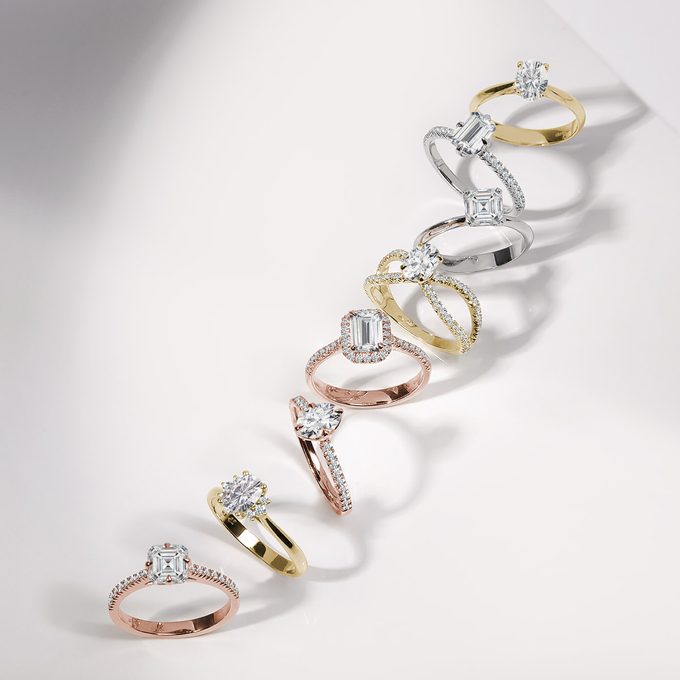 Collection of engagement rings with lab grown diamonds - KLENOTA