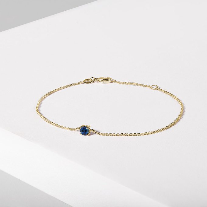 14k gold bracelet with sapphire - KLENOTA