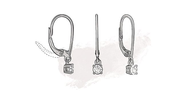 Boucles d'oreille en argent rhodié tortue ornée d'oxydes blancs sertis et  fermoir poussette