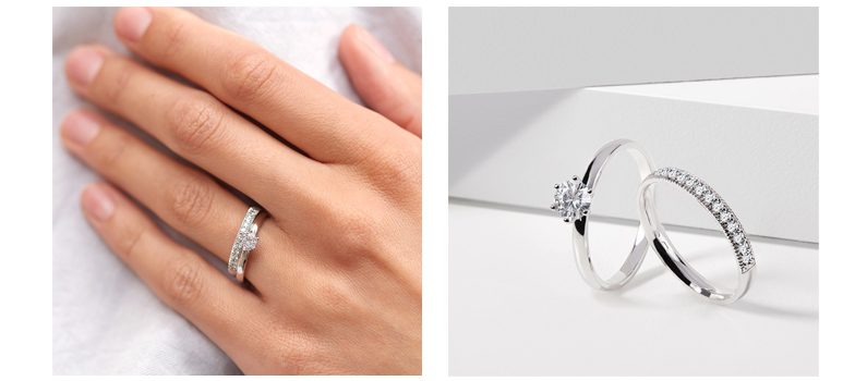 An engagement and a wedding ring - a perfectly matched pair