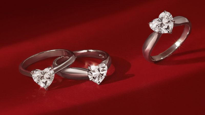 lab grown diamond heart rings