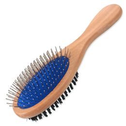 Kartáč DOG FANTASY s hroty a nylonem oboustranný dřevěný L 23 cm