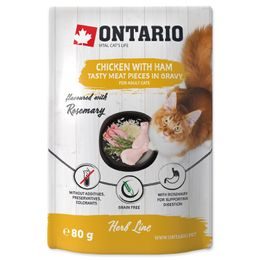 Kapsička ONTARIO Cat Herb - Chicken with Ham,Rice and Rosemary
