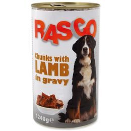 Konzerva RASCO Dog jehněčí kousky ve šťávě