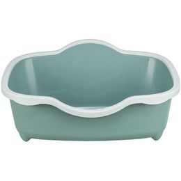 Toaleta pro kočky DAVIO, s okrajem, 56 x 26 x 39 cm, zelená/bílá