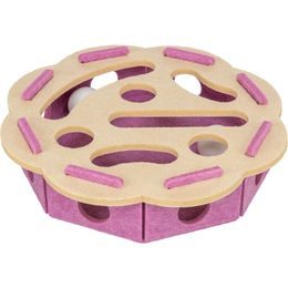 Interaktivní hra pro kočky Hole'n'Roll – květina, ø 30 × 7.5 cm, filc, růžová/béžová