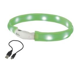 Nobby LED plochý svítící obojek pro psy zelený L 70cm