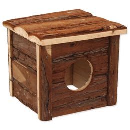 Domek SMALL ANIMALS dřevěný s kůrou 15,5 x 15,5 x 14 cm